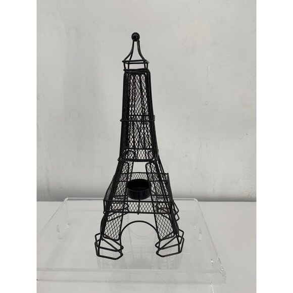 Black Metal Eiffel Tower Tea Light Candle Holder Decorative Accent - Picture 3 of 6
